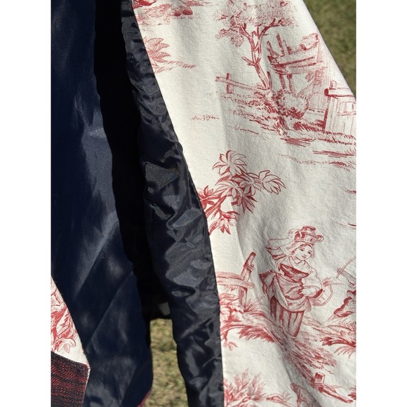 Vintage Wool Blend Plaid Pea Coat Sz Medium Double Breasted Red Black Upcycled - Picture 14 of 14